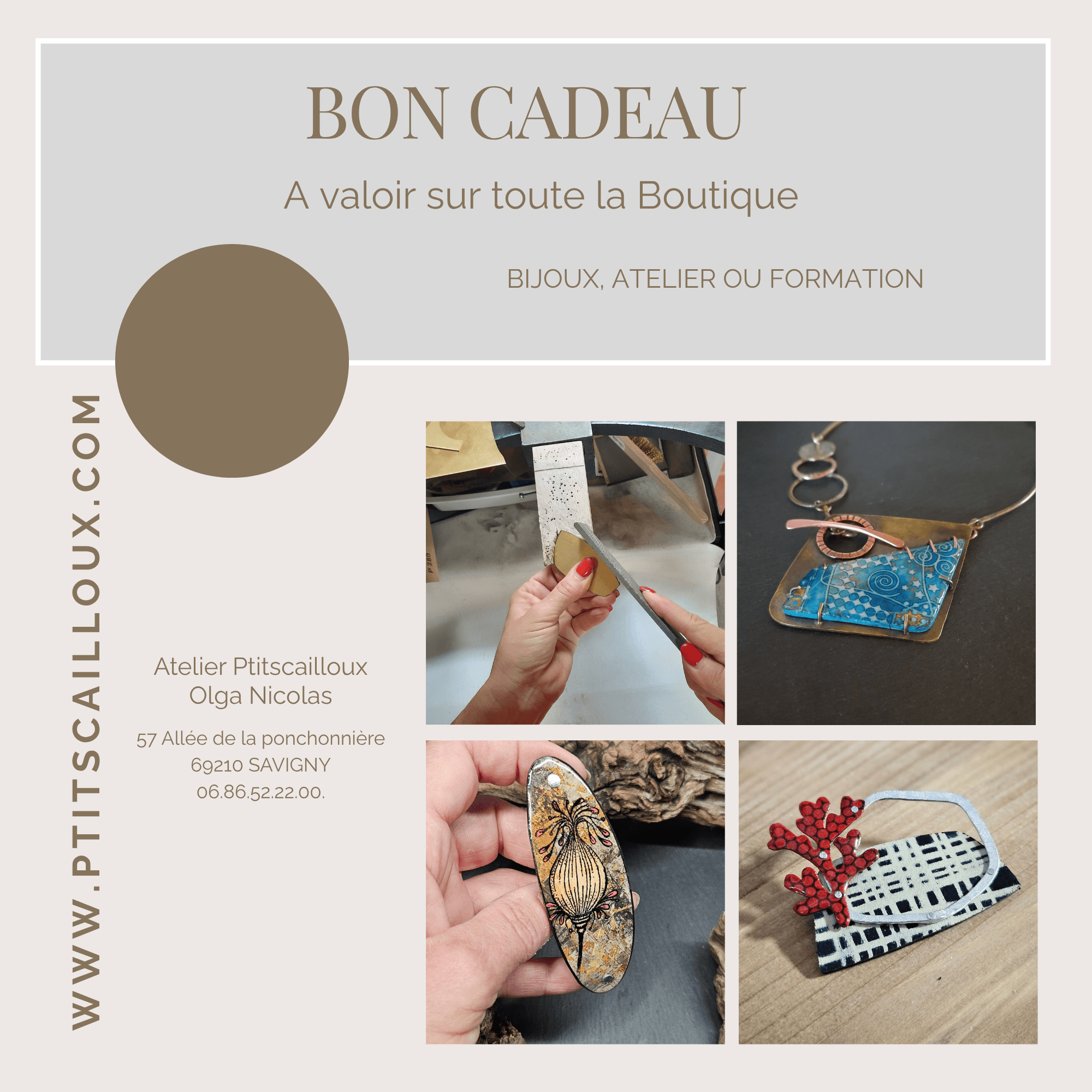 bon cadeau pour un atelier ou un bijou en pâte polymère