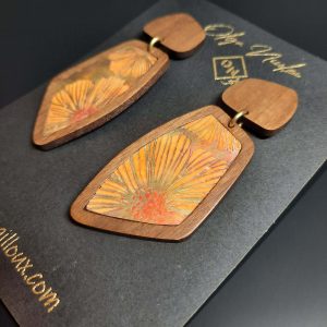 boucles d'oreilles bois et pâte polymère