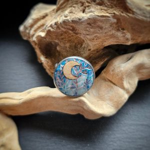 bague unique en pâte polymère acier et bois