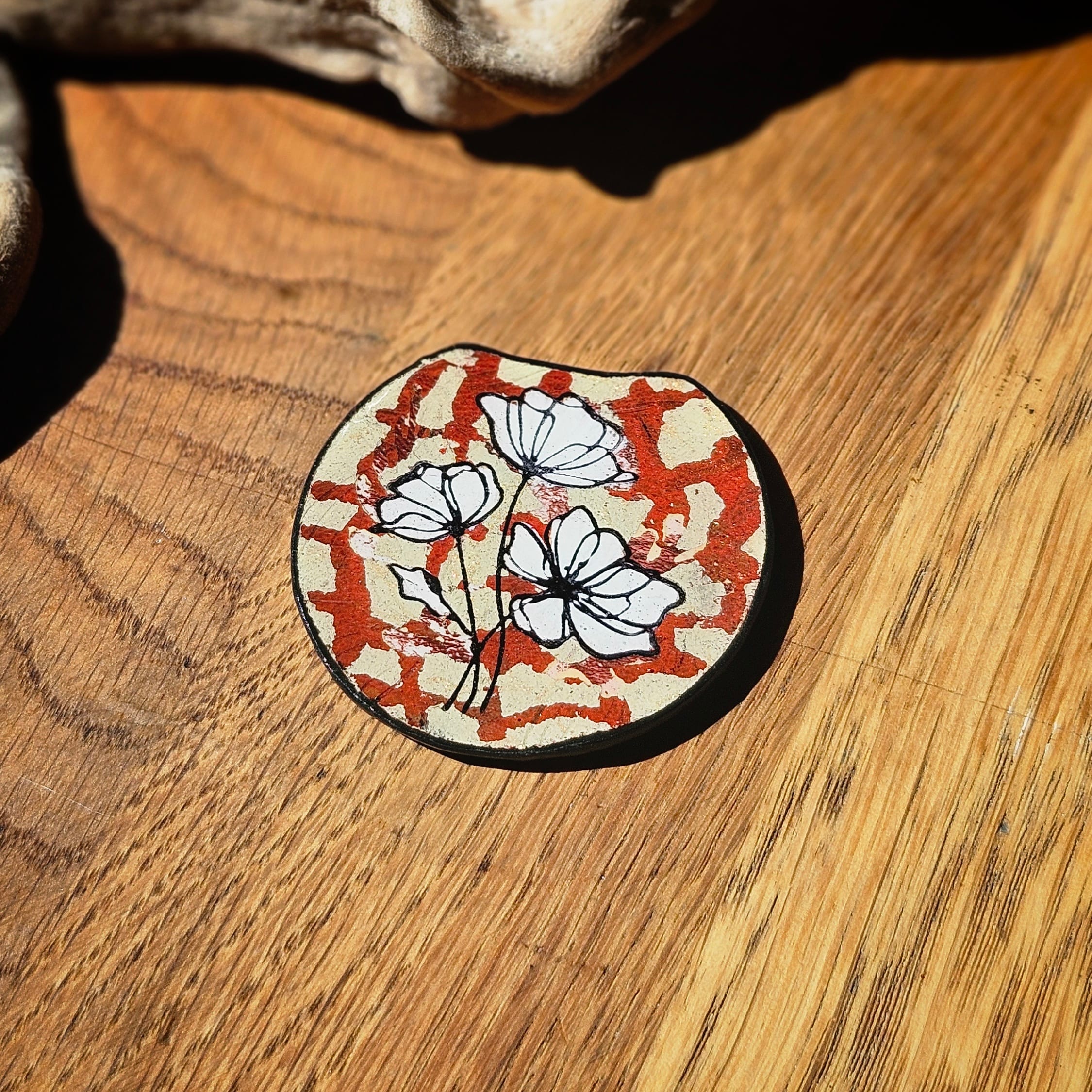 Pendant ornament made with special polymer clay stamp