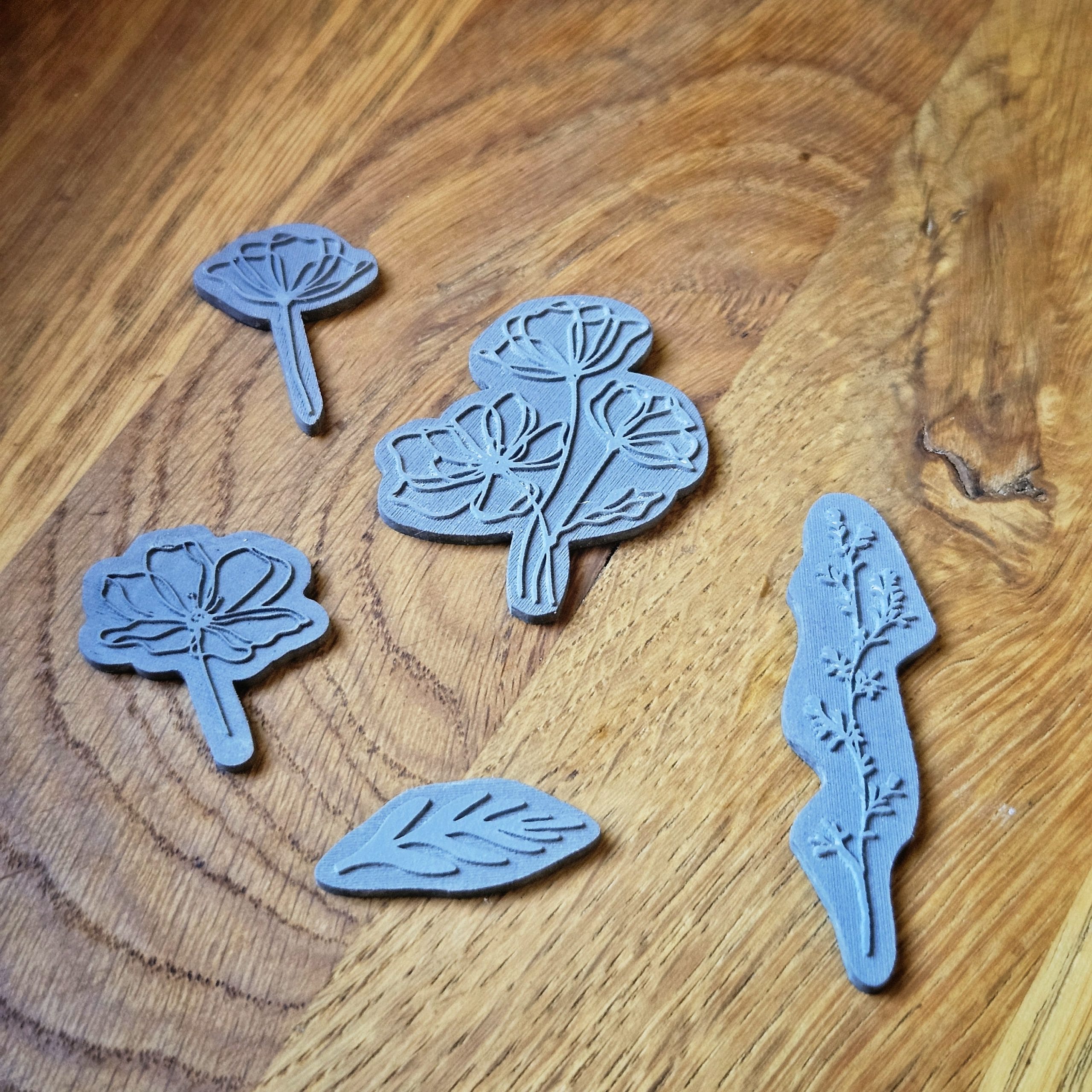 Lot of stamps for polymer clay in rubber
