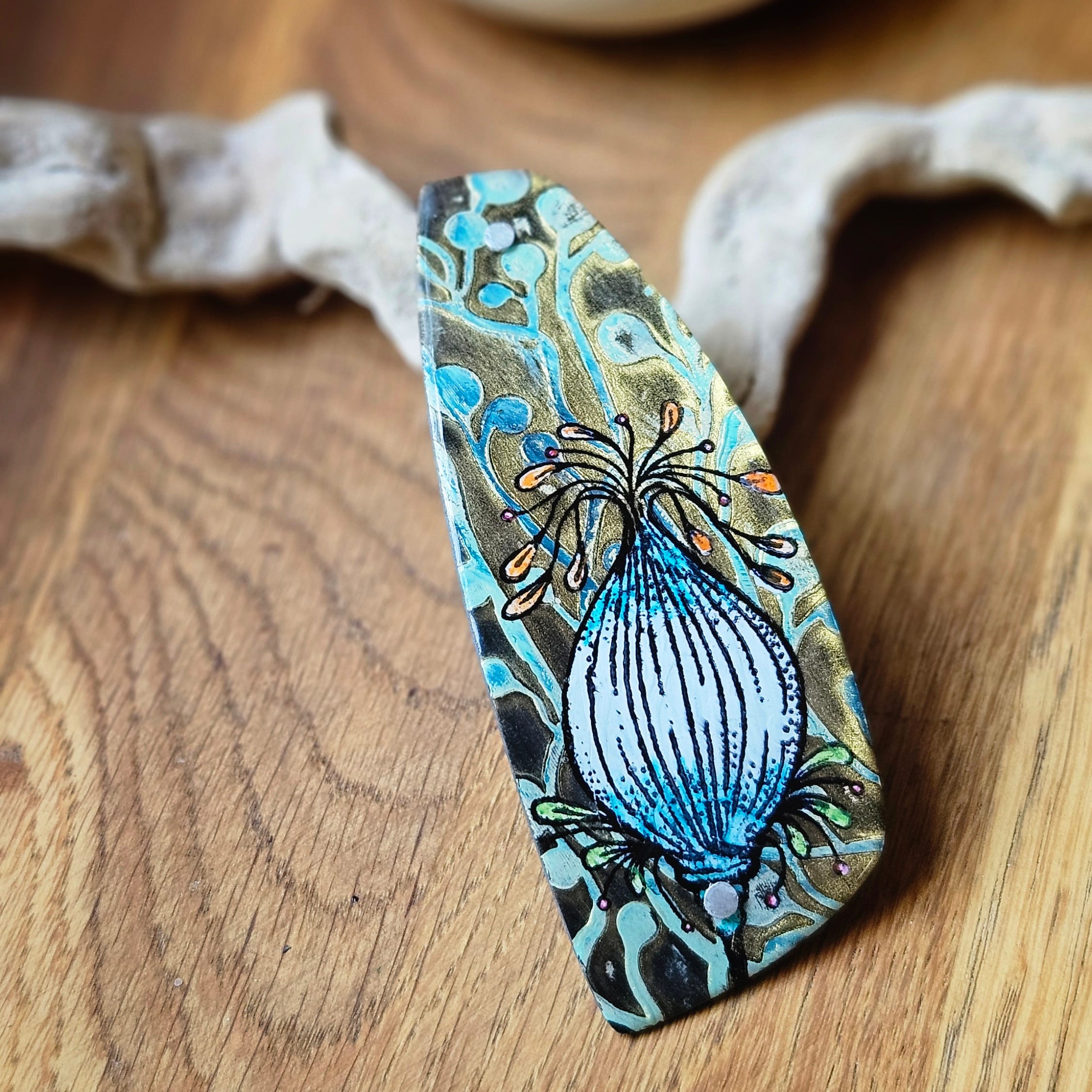 Barrette artisanale pour cheveux épais